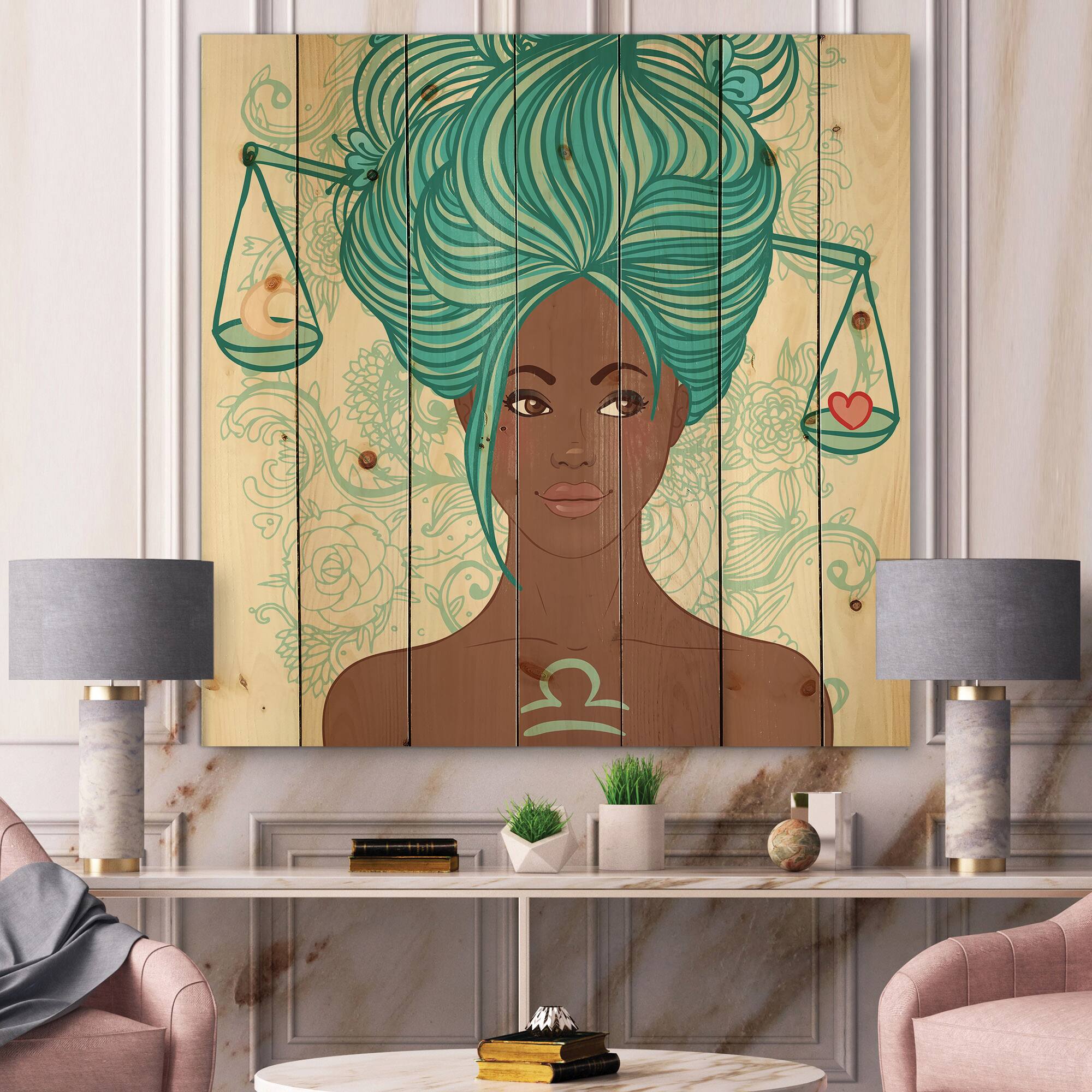 Designart - Portrait of Afro American Woman With Blue Hair I